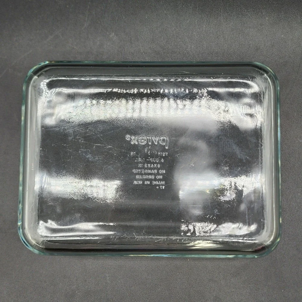 VTG Pyrex 6 Cup 1.5L Clear Glass Rectangular Food Baking Dish 7211 Made in USA